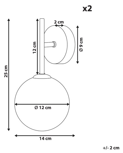 Sada 2 nástěnných lamp ANADYR Sklo Růžová