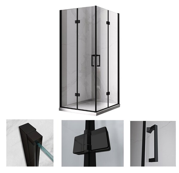 BPS-koupelny Čtvercový sprchový kout KZ08A BL 70x70 černá/transparent - bez vaničky