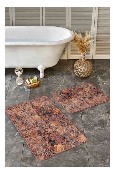 Hnědé sametové koupelnové předložky v sadě 2 ks 60x100 cm – Mila Home