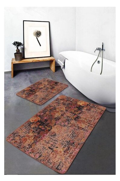 Hnědé sametové koupelnové předložky v sadě 2 ks 60x100 cm – Mila Home