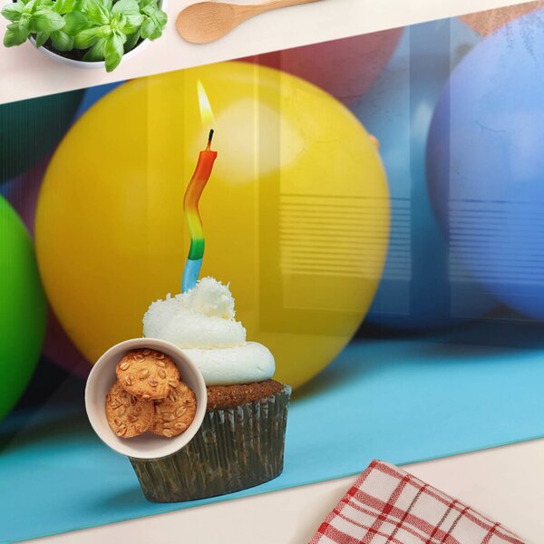 Skleněná krájecí deska Narozeninový košíček s balónky ddk-nr-wm-00007097