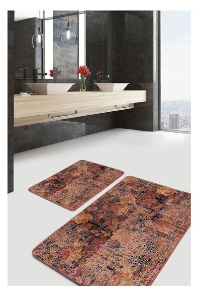 Hnědé sametové koupelnové předložky v sadě 2 ks 60x100 cm – Mila Home