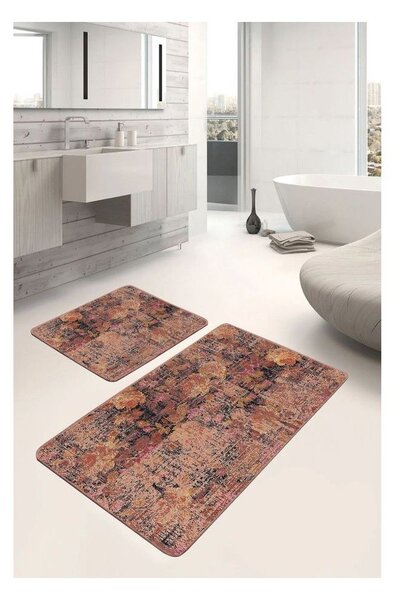 Hnědé sametové koupelnové předložky v sadě 2 ks 60x100 cm – Mila Home