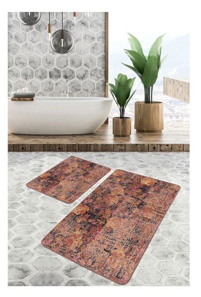 Hnědé sametové koupelnové předložky v sadě 2 ks 60x100 cm – Mila Home