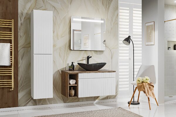 Comad Set koupelnového nábytku Iconic White 100 bílá matná/dub santa fe (6 kusů nábytku)