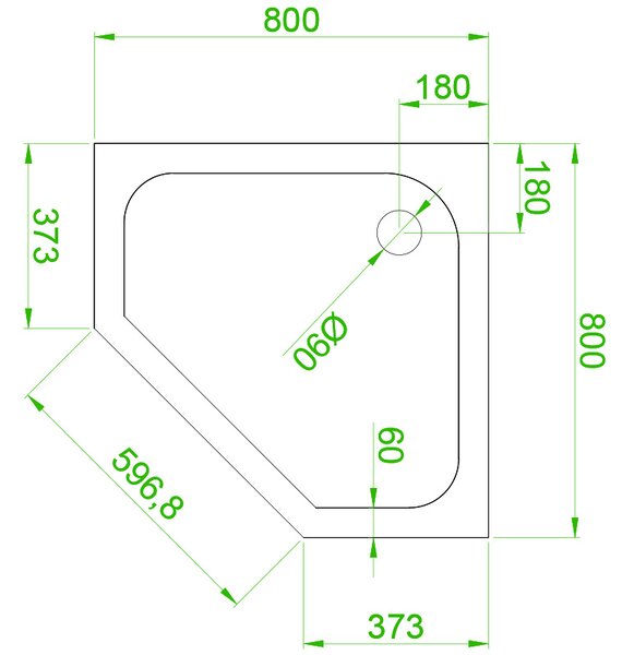 BPS-koupelny Pětiúhelníkový sprchový kout BS06A 80x80 černá/transparent + vanička ST07A BL černá