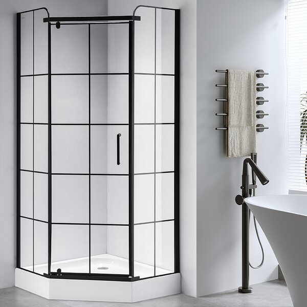 BPS-koupelny Pětiúhelníkový sprchový kout BS06A 80x80 černá/transparent + vanička ST07A BL černá