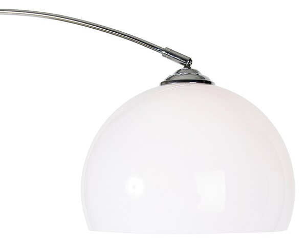 Moderní oblouková lampa chrom s bílým stínidlem - Arc Basic