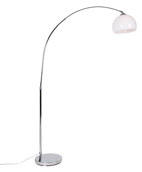 Moderní oblouková lampa chrom s bílým stínidlem - Arc Basic