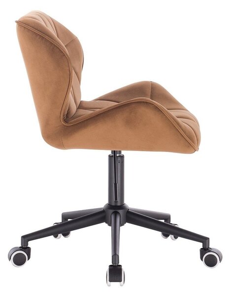 LuxuryForm DESIGN Židle MILANO VELUR na černé podstavě s kolečky - medová