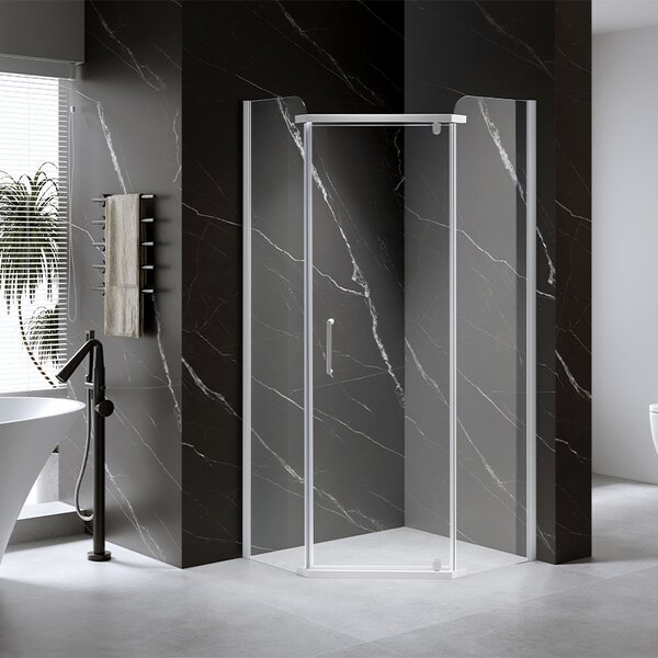 BPS-koupelny Pětiúhelníkový sprchový kout KZ91A 80x80 chrom/transparent + vanička ST07A BL černá