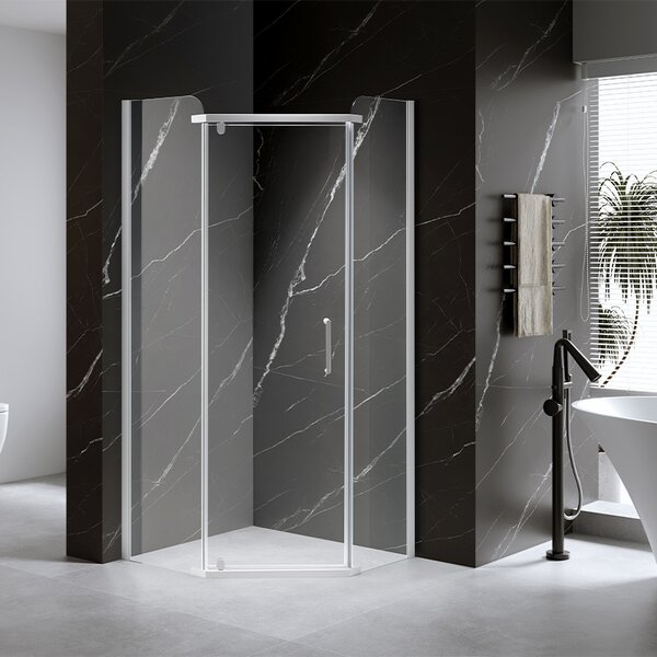 BPS-koupelny Pětiúhelníkový sprchový kout KZ91A 80x80 chrom/transparent + vanička ST07A BL černá