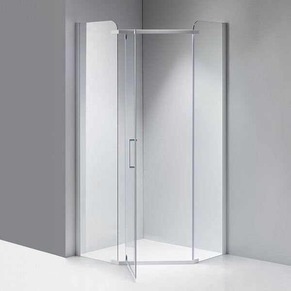 BPS-koupelny Pětiúhelníkový sprchový kout KZ91A 80x80 chrom/transparent + vanička ST07A BL černá