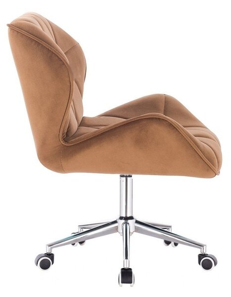 LuxuryForm DESIGN Židle MILANO VELUR na stříbrné podstavě s kolečky - medová
