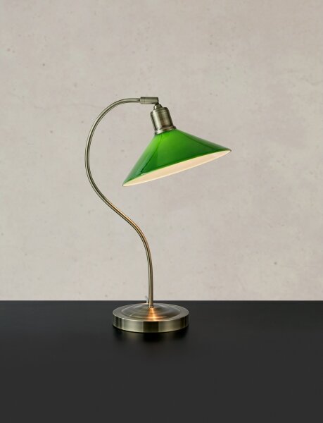 Markslöjd 108864 - Stolní lampa VELA 1xE27/40W/230V mosaz/zelená