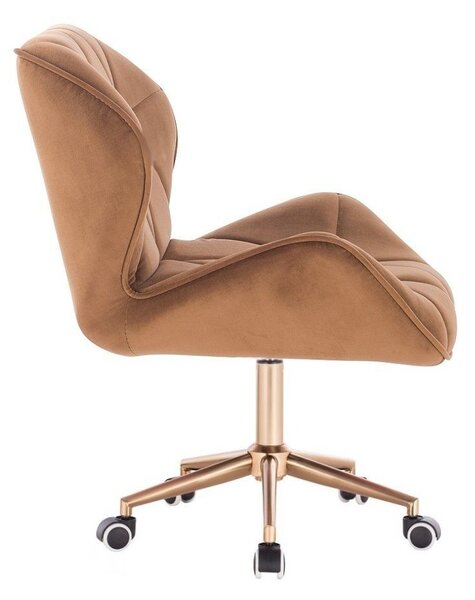 LuxuryForm DESIGN Židle MILANO VELUR na zlaté podstavě s kolečky - medová