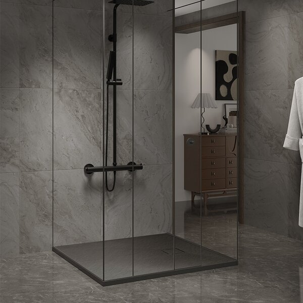 BPS-koupelny Čtvercový sprchový kout BS05B 90x90 černá/transparent + vanička RIKO BL černá
