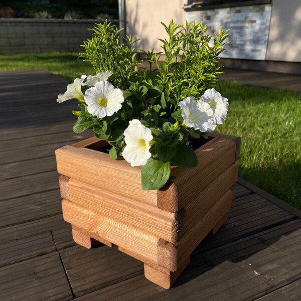 Dřevěný zahradní květináč AKSAMIT teak - 250x250x200 (Krásné zpracování)
