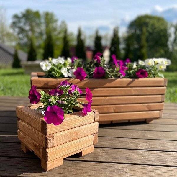 Dřevěný zahradní květináč AKSAMIT, teak, 250x250x200 (Krásné zpracování!)