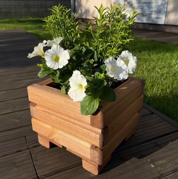 Dřevěný zahradní květináč AKSAMIT, teak, 250x250x200 (Krásné zpracování!)