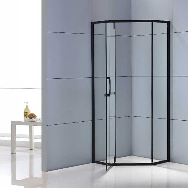 BPS-koupelny Pětiúhelníkový sprchový kout KZ4026A BL 80x80 černá/transparent + vanička SXL07A BL černá