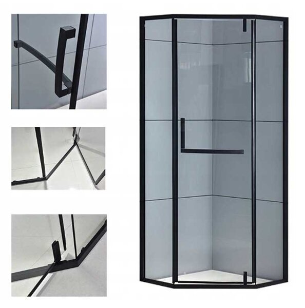 BPS-koupelny Pětiúhelníkový sprchový kout KZ4026A BL 80x80 černá/transparent + vanička SXL07A BL černá