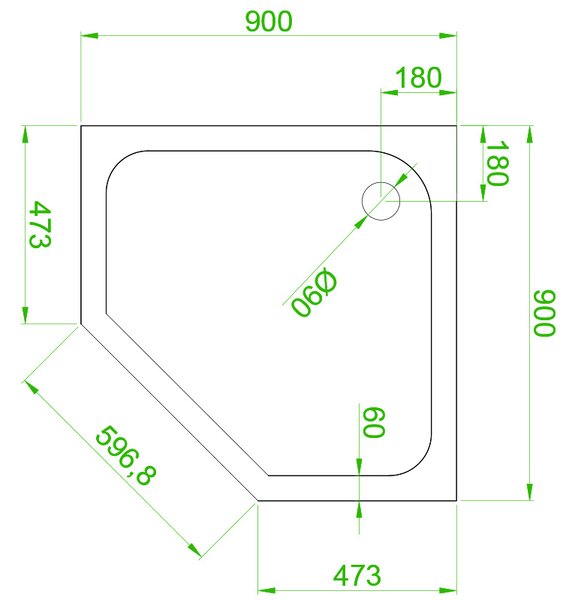 BPS-koupelny Pětiúhelníkový sprchový kout KZ91B 90x90 chrom/transparent + vanička ST07B BL černá