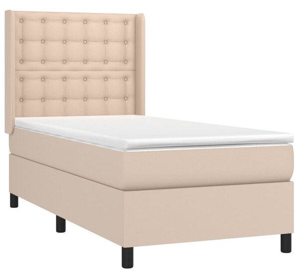 Box spring postel matrace a LED cappuccino 80x200 cm umělá kůže 3139354