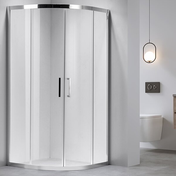 BPS-koupelny Čtvrtkruhový sprchový kout KZ101B 90x90 cm chrom/transparent + vanička SXL01B BL černá