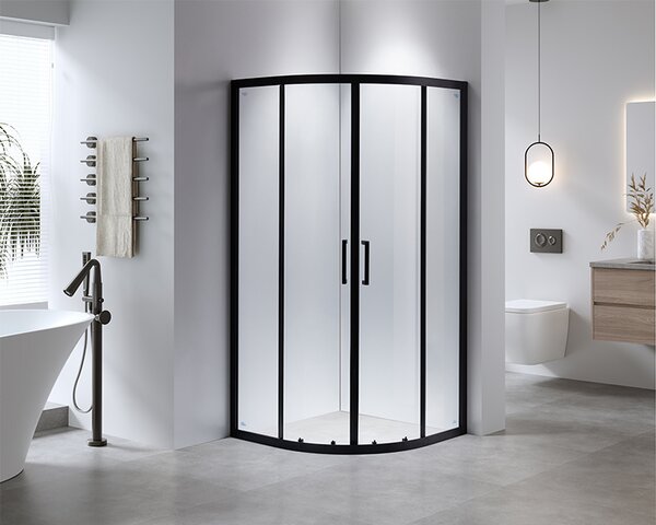 BPS-koupelny Čtvrtkruhový sprchový kout BS01A 80x80 cm černá/transparent + vanička SXL01A černá