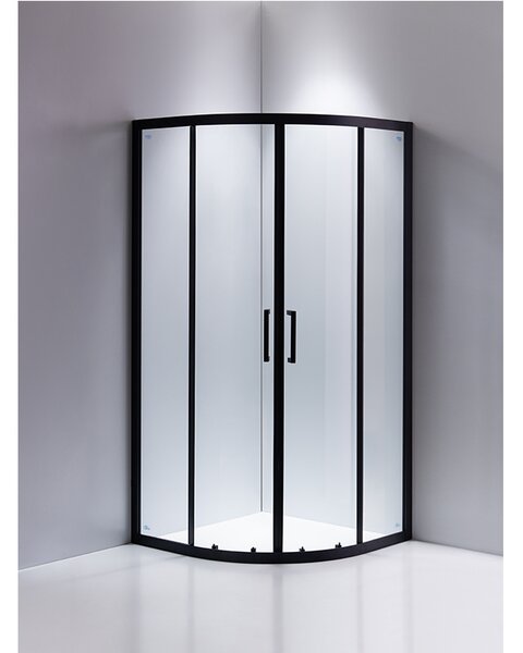 BPS-koupelny Čtvrtkruhový sprchový kout BS01A 80x80 cm černá/transparent + vanička SXL01A černá