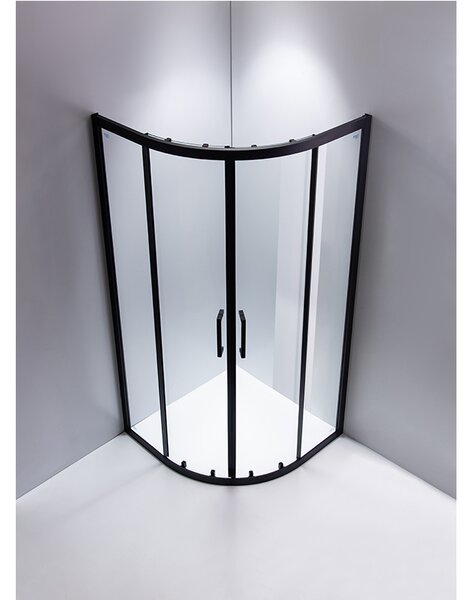 BPS-koupelny Čtvrtkruhový sprchový kout BS01A 80x80 cm černá/transparent + vanička SXL01A černá