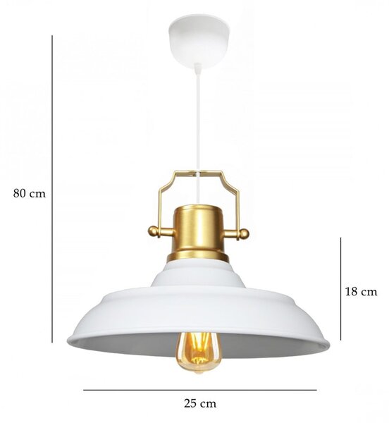 Bílé závěsné svítidlo s kovovým stínidlem ø 25 cm Tarsus – Opviq lights