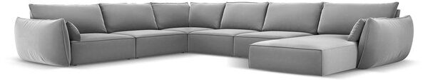 Světle šedá sametová rohová pohovka (levý roh/do "U") Vanda – Mazzini Sofas