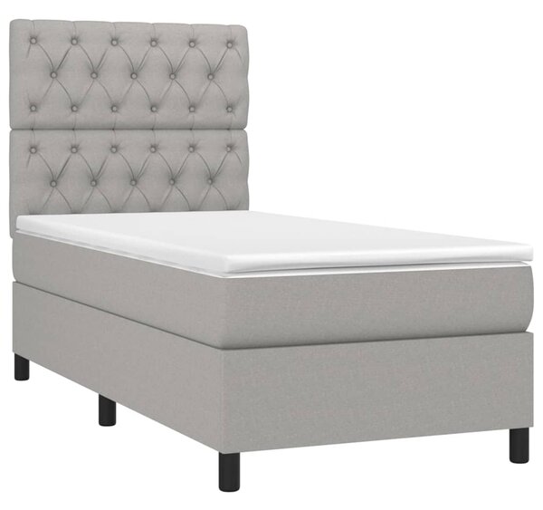 Box spring postel s matrací světle šedá 80 x 200 cm textil 3141969