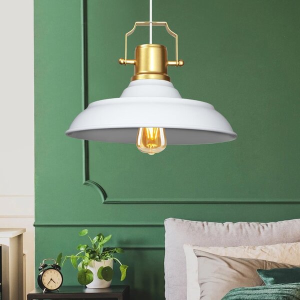 Bílé závěsné svítidlo s kovovým stínidlem ø 25 cm Tarsus – Opviq lights