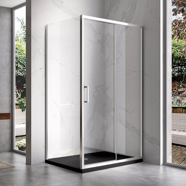 BPS-koupelny Obdélníkový sprchový kout KZ103A 100x80 chrom/transparent + vanička SXL03C BL černá