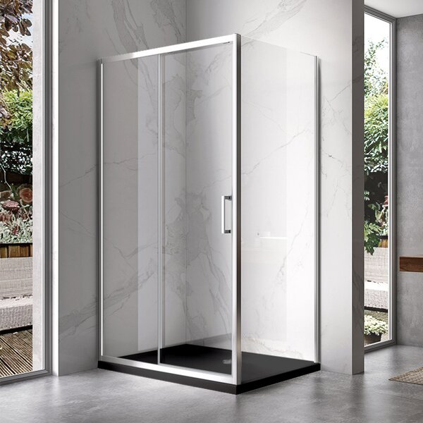 BPS-koupelny Obdélníkový sprchový kout KZ103A 100x80 chrom/transparent + vanička SXL03C BL černá