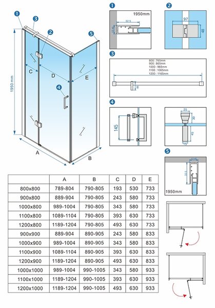 BPS-koupelny Obdélníkový sprchový kout KZ03D BL 120x100 černá/transparent + vanička ST06C BL černá