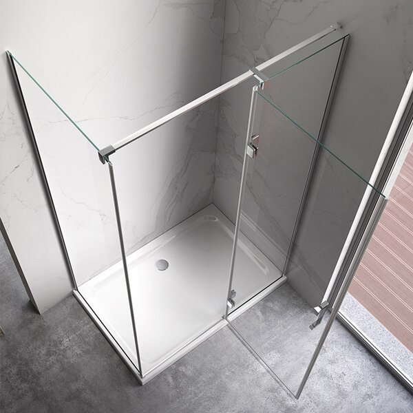 BPS-koupelny Obdélníkový sprchový kout KZ03D 120x100 chrom/transparent + vanička ST06C BL černá
