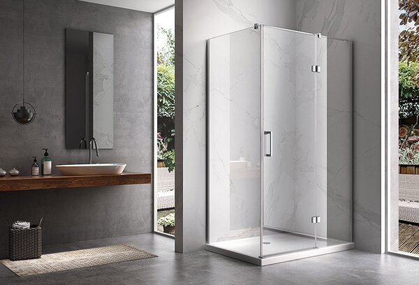 BPS-koupelny Obdélníkový sprchový kout KZ02B BL 100x80 chrom/transparent + vanička ST03A černá