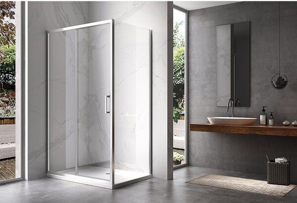 BPS-koupelny Obdélníkový sprchový kout KZ103B 110x80 chrom/transparent + vanička ST03A WH bílá