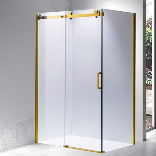 BPS-koupelny Obdélníkový sprchový kout KZ203B GL 110x80 zlatý/transparent - bez vaničky