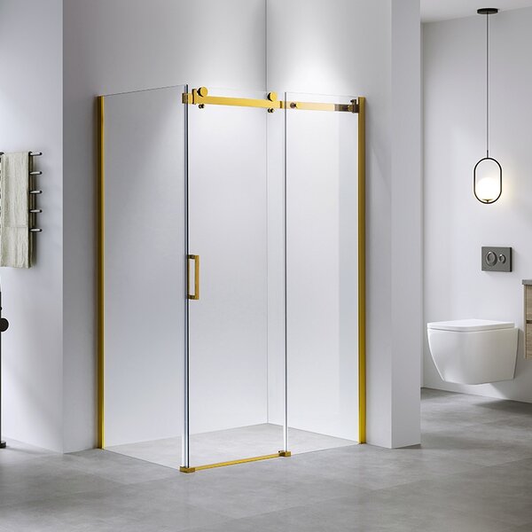 BPS-koupelny Obdélníkový sprchový kout KZ203B GL 110x80 zlatý/transparent - bez vaničky