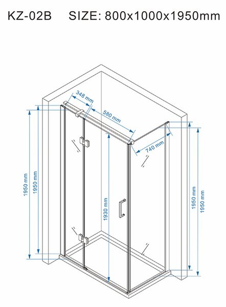 BPS-koupelny Obdélníkový sprchový kout KZ02B BL 100x80 chrom/transparent + vanička ST03A černá