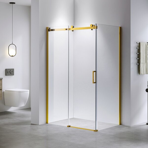 BPS-koupelny Obdélníkový sprchový kout KZ203B GL 110x80 zlatý/transparent - bez vaničky