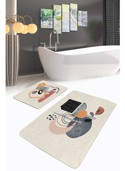 Béžové sametové koupelnové předložky v sadě 2 ks 60x100 cm – Mila Home