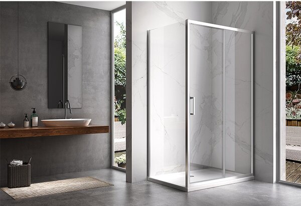BPS-koupelny Obdélníkový sprchový kout KZ103B 110x80 chrom/transparent + vanička ST03A WH bílá