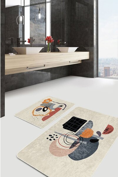 Béžové sametové koupelnové předložky v sadě 2 ks 60x100 cm – Mila Home
