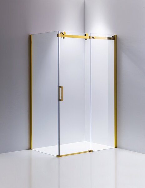 BPS-koupelny Obdélníkový sprchový kout KZ203B GL 110x80 zlatý/transparent - bez vaničky